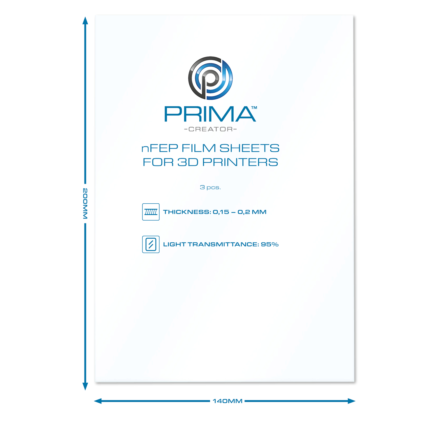 nFEP-film för 3D-skrivare - 140 X 200 MM - 3-PACK